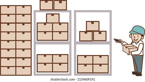 A male worker working in a warehouse.