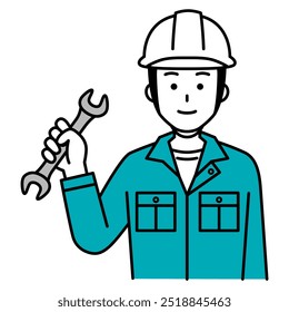 Male worker with a wrench