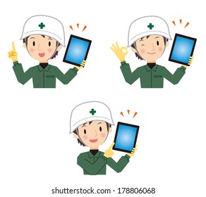 Male workers described in tablet devices