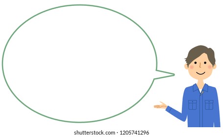 It is a male worker's speech balloon illustration