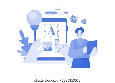 Male Working On The Creative Idea On A Tablet