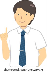 Male working at the reception: Point your finger