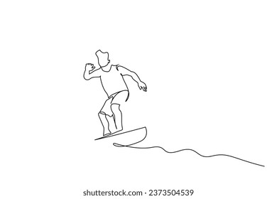 joven macho solo surf deportes acuáticos estilo de vida extremo arte de línea