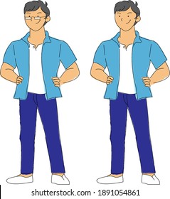 Male young refreshing whole body illustration material