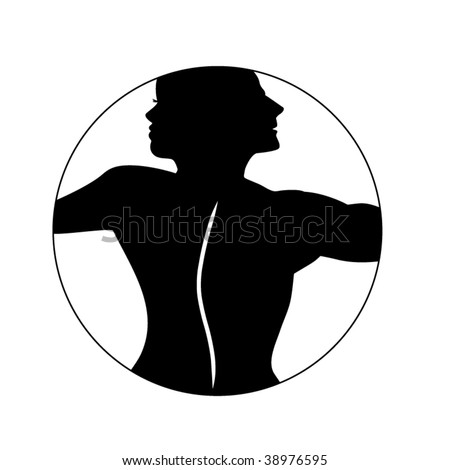 male-female icon with curve for spine