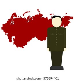Malenkov on a background map of the USSR. The illustration on a white background.
