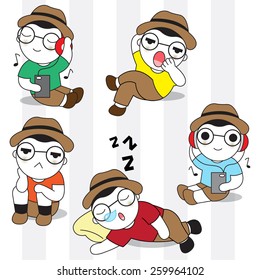 Male's Expressions Characters illustration set 