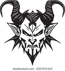 Malevolent Inferno, Sinister Devil Logo Icon of Demonic Power and Darkness.