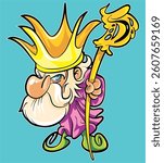 malevolent old bearded king with scepter
