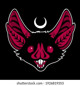 Malevolent stylized grinned bat face