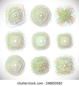 Malformed, scribbled, sketchy shapes of thin lines. Random, tangled graphics.