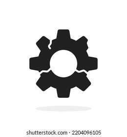 Funktionsstörung oder Störung Symbol wie schwarzes Getriebe. Konzept des technischen Support-Symbols oder Behebung technischer Probleme im Maschinen- oder Web-Piktogramm wie defekt und defekt