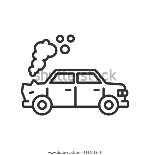 Malfunction of the vehicle. Smoke from under the\
hood. The car after the\
accident