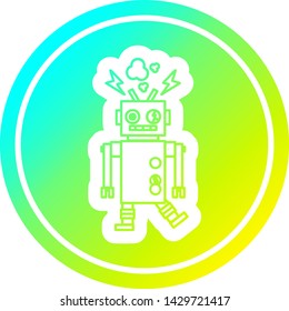 malfunctioning robot circular icon with cool gradient finish