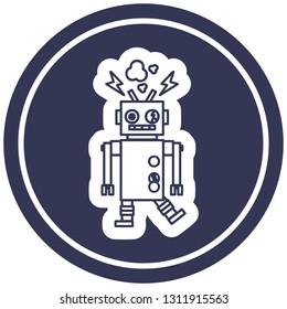 símbolo de icono circular del robot que falla