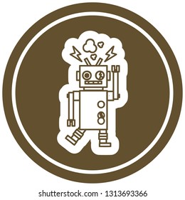 símbolo de icono circular del robot que falla