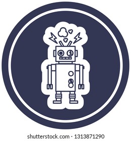 símbolo de icono circular del robot que falla