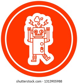 símbolo de icono circular del robot que falla