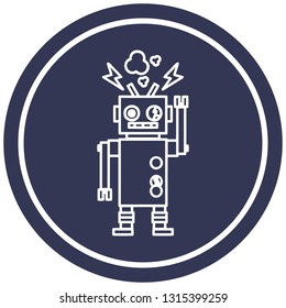símbolo de icono circular del robot que falla