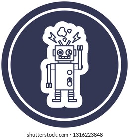 símbolo de icono circular del robot que falla