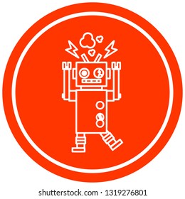 símbolo de icono circular del robot que falla