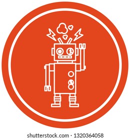 símbolo de icono circular del robot que falla