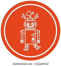 símbolo de icono circular del robot que falla