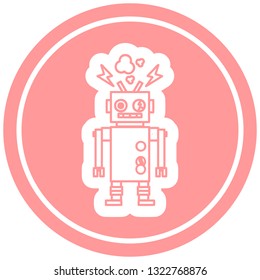 símbolo de icono circular del robot que falla