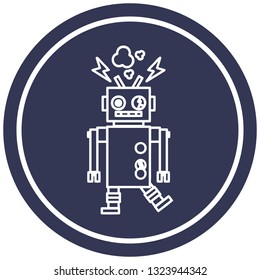 símbolo de icono circular del robot que falla