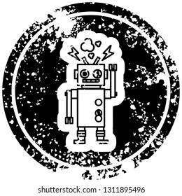 malfunctioning robot distressed icon symbol