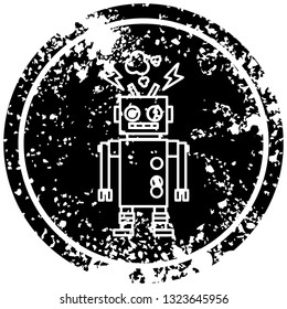 malfunctioning robot distressed icon symbol