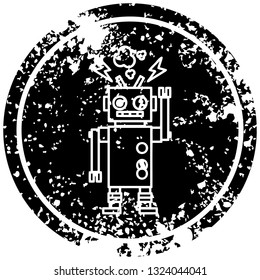 malfunctioning robot distressed icon symbol