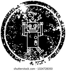 malfunctioning robot distressed icon symbol