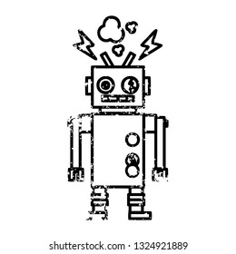 símbolo de icono deteriorado del robot