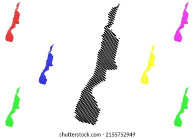 Malhada municipality (Bahia state, Municipalities of Brazil, Federative Republic of Brazil) map vector illustration, scribble sketch Malhada map