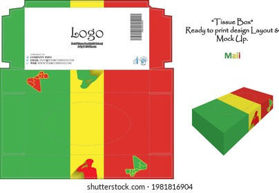 Mali - 3d Caja de papel de mechón Diseño bandera nacional - lista para imprimir vector.