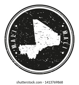 Mali Africa. Map Symbol Round Design Stamp Travel and Business.