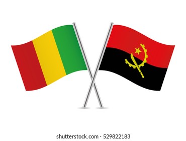 Mali and Angola flags. Vector illustration.