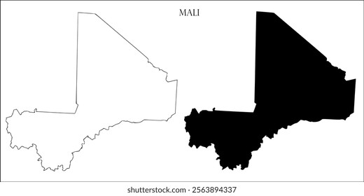 Mali Blank Map, Mali Map Outline Vector Images