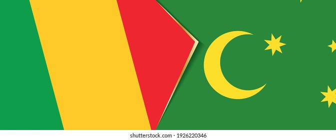 Mali and Cocos Islands flags, two vector flags symbol of relationship or confrontation.