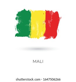 Mali colorful brush strokes painted national country flag icon. Painted texture.
