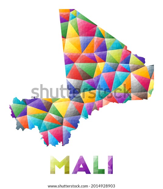 Mali Colorful Low Poly Country Shape Stock Vector Royalty Free