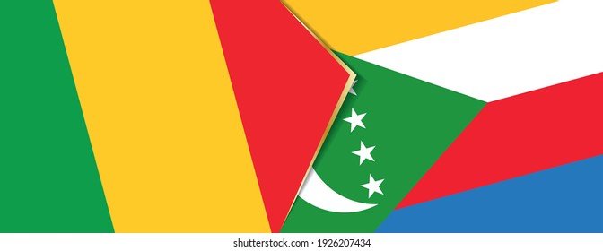 Mali and Comoros flags, two vector flags symbol of relationship or confrontation.