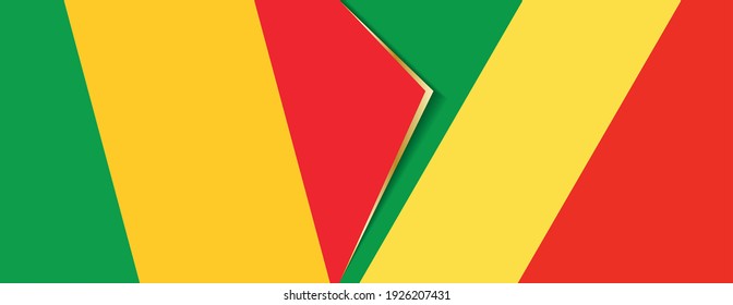 Mali and Congo flags, two vector flags symbol of relationship or confrontation.