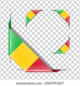 Mali corner national flag with shadow