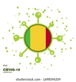 Mali Coronavius Flag Anwareness Background. Quédate en casa, mantente sano. Cuida tu propia salud. Recen por el país