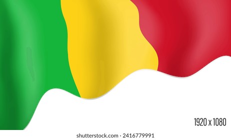 Mali country flag realistic independence day background. Mali commonwealth banner in motion waving, fluttering in wind. Festive patriotic HD format template for independence day