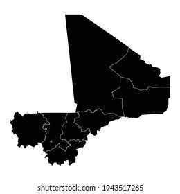 Mali country map vector with regional areas