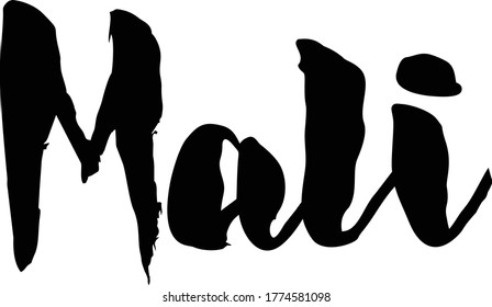 Mali Country Name Handwritten Text Calligraphy