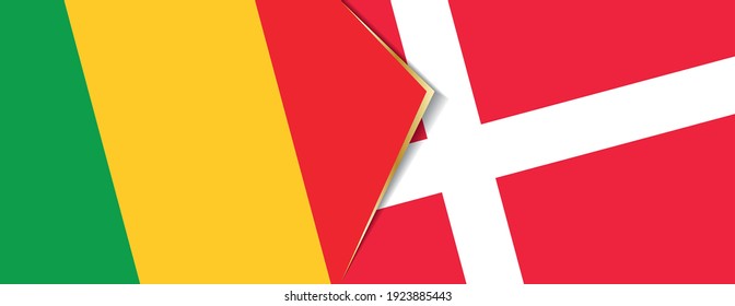 Mali and Denmark flags, two vector flags symbol of relationship or confrontation.